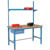 Global Industrial 72x30 Production Workbench Shop Top Safety Edge - Drawer, Upright & Shelf BL