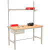 Global Industrial 96x30 Production Workbench Birch Square Edge - Drawer, Upright & Shelf TN
