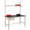 Global Industrial 72x36 Production Workbench Phenolic Safety Edge - Drawer, Upright & Shelf TN