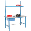 Global Industrial 72x30 Production Workbench Stainless Steel - Drawer, Upright & Shelf BL