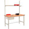 Global Industrial 72x36 Production Workbench Maple Square Edge - Drawer, Upright & Shelf-TN