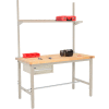 Global Industrial 72x36 Production Workbench Birch Square Edge - Drawer, Upright & Shelf TN