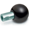 J.W. Winco GN319.2 Phenolic Revolving Ball Knob W/Long Shoulder Tapped 50mm Dia. 78mm L M12x1.75