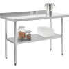 Global Industrial Workbench w/ 18 Ga 430 Series SS Top, Galv Shelf & 2" Backsplash, 72"Wx30"D