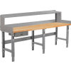 Global Industrial™ Workbench w/ Maple Square Edge Top & Riser, 96"W x 36"D, Gray