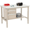 Global Industrial 48"W x 36"D Production Workbench - ESD Safety Edge - Drawers & Shelf - Tan