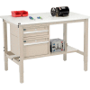 Global Industrial 48"W x 36"D Production Workbench - ESD Square Edge - Drawers & Shelf - Tan