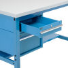 96"W X 36"D Production Workbench - Plastic Laminate Square Edge with Drawers & Shelf - Blue
