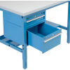 96"W X 36"D Production Workbench - Plastic Laminate Square Edge with Drawers & Shelf - Blue
