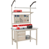 Global Industrial 48x30 Production Workbench - Stainless Steel Square Edge Complete Bench Tan