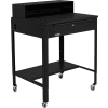 Global Industrial Mobile Shop Desk - Pigeonhole Riser 34-1/2 x 30 x 38 Flat Surface - Black