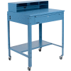 Global Industrial Mobile Shop Desk - Pigeonhole Riser 34-1/2 x 30 x 38 Flat Surface - Blue