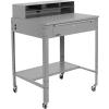 Global Industrial Mobile Shop Desk - Pigeonhole Riser 34-1/2 x 30 x 38 Flat Surface - Gray