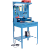 Global Industrial Shop Desk - Riser, Pegboard & Top Shelf 34-1/2 x 30 x 38 Flat Surface - Blue