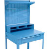 Shop Desk w/ Pigeonhole Storage - Pegboard w/Shelf 34-1/2"W x 30"D x 38 to 42-1/2"H- Flat Top -Blue
																			
