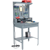 Global Industrial Flat Surfaced Shop Desk w/ Pegboard & Top Shelf, 34-1/2"W x 30"D, Gray
