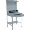 Shop Desk w/ Pigeonhole Storage - Pegboard w/Shelf 34-1/2"W x 30"D x 38 to 42-1/2"H- Flat Top -Gray
																			