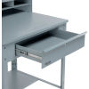 Shop Desk w/ Pigeonhole Storage - Pegboard w/Shelf 34-1/2"W x 30"D x 38 to 42-1/2"H- Flat Top -Gray
																			