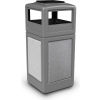 PolyTec&#153; Square Waste Container w/Ashtray Lid - Gray w/Ashtone Stone Panels, 42-Gallon