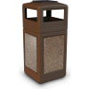 42 Gallon StoneTec® 72055599 Square Receptacle with Ashtray Lid - Brown w/Riverstone Panels