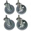 Dehnco Threaded Stem Casters, 3" Dia. All Swivel & 2 Locking, 4/Pack