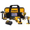 DeWALT DCK494P2 20V MAX XR Li-Ion 4 Tool Cordless Combo Kit 2 Batteries 5.0Ah Charger Contractor Bag