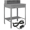 Shop Desk with Pigeonhole Riser & Electrical Outlets 34-1/2"W x 30"D x 38"H Flat Surface - Gray