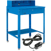 Global Industrial™ Flat Surfaced Shop Desk w/ Riser & Outlets, 34-1/2"W x 30"D, Blue