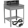 Shop Desk with Pigeonhole Riser & Electrical Outlets 34-1/2"W x 30"D x 38"H Sloped Surface - Gray