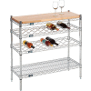Nexel® Chrome Wine Display Unit - Wood Top - 48"W x 14"D x 34"H - 4 Tier