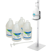Global Industrial Foot Operated Hand Sanitizer Dispenser Starter Kit w/ 4 x Gal. Gel Sanitizer