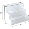 Global Approved 326043 3-Tier Countertop Step Display, 12" x 8.75", Acrylic