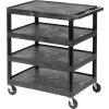 Luxor® BC40 Black Plastic Shelf Truck 32 x 24 x 39 4 Shelves