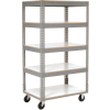 Global Industrial® Boltless Shelf Truck w/5 Shelves & Poly Casters, 48"L x 24"W x 65"H, Gray
