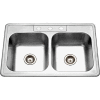 Houzer® 3322-8BS3-1 Drop In Stainless Steel 3-Holes 50/50 Double Bowl Sink