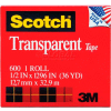 Scotch® Transparent Tape 600, 1/2" x 1296", Boxed, 1" Core, 1 Roll