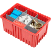 Global Industrial Plastic Dividable Grid Container - DG92080,16-1/2"L x 10-7/8"W x 8"H, Red - Pkg Qty 8