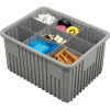Global Industrial Plastic Dividable Grid Container - DG93120, 22-1/2"L x 17-1/2"W x 12"H, Gray - Pkg Qty 3