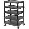 Luxor® BC50 Plastic Shelf Truck 24 x 18 x 46, 5 Shelves, Black