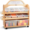 Jonti-Craft® STEAM Wooden Multimedia Cart with Tubs and Lids - 46.5"W x 20"D x 51.5"H