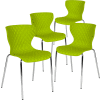 Flash Furniture Plastic Stack Chair - Lowell Contemporary Design - Citrus Green - 4 per Pack