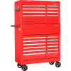 Global Industrial 42-3/8" x 18" x 60-7/8" 21 Drawer Red Roller Tool Cabinet & Chest Combo