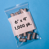 Reclosable Poly Bags W/ Write On Label, 6"W x 9"L, 2 Mil, Clear, 1000/Pack