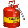 Justrite® Type II AccuFlow Steel Safety Can - 5 Gallon, With 1" Metal Hose, 7250130