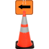 Cone Sign - Reversible Arrow - Black on Orange
