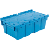 Global Industrial Plastic Attached Lid Shipping and Storage Container 19-5/8x11-7/8x7 Blue