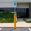 52"H FlexBollard with 8"H Sign Post - Concrete Installation - Yellow Cover/Blue Tapes