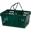 VersaCart ® Green Plastic Shopping Basket 26 Liter With Black Plastic Grips Wire Handle - Pkg Qty 12
