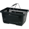 VersaCart ® Black Plastic Shopping Basket 28 Liter With Black Plastic Grips Wire Handle - Pkg Qty 12