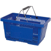 VersaCart ® Blue Plastic Shopping Basket 28 Liter With Black Plastic Grips Wire Handle - Pkg Qty 12